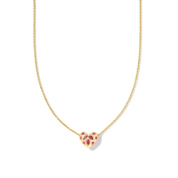 Kendra Scott Jewelry - NEW Kendra Scott Holland 14K Gold Plated Heart Pendant Necklace in Pink Crystal